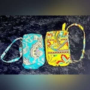 Two Vera Bradley Yellow and Blue Paisley Wristlets Bundle